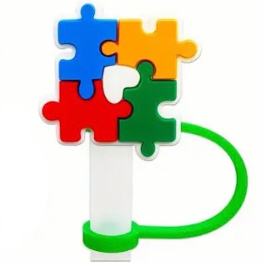 Straw Topper, PUZZLE Autism Awareness, fits 10mm Straw, NEW